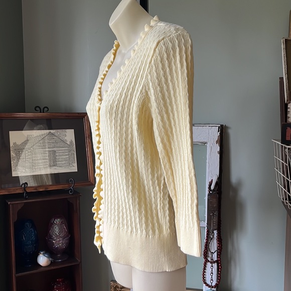 VTG JEANNE PIERRE Y2K SNUG CROPPED YELLOW SWEATER SIZE MEDIUM - Picture 4 of 12